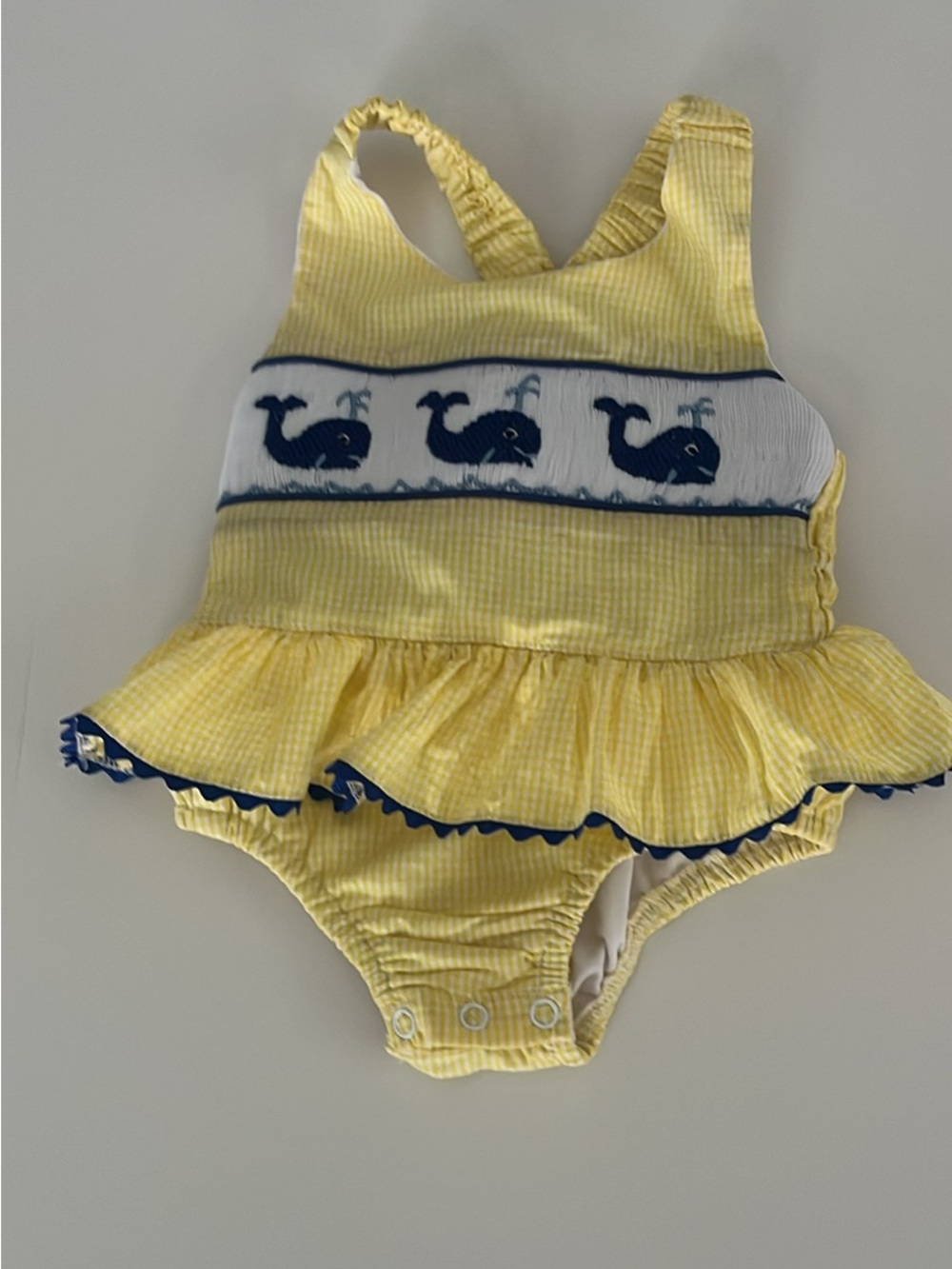 Yellow Whale Smocked One-Piece Swimsuit for Kids